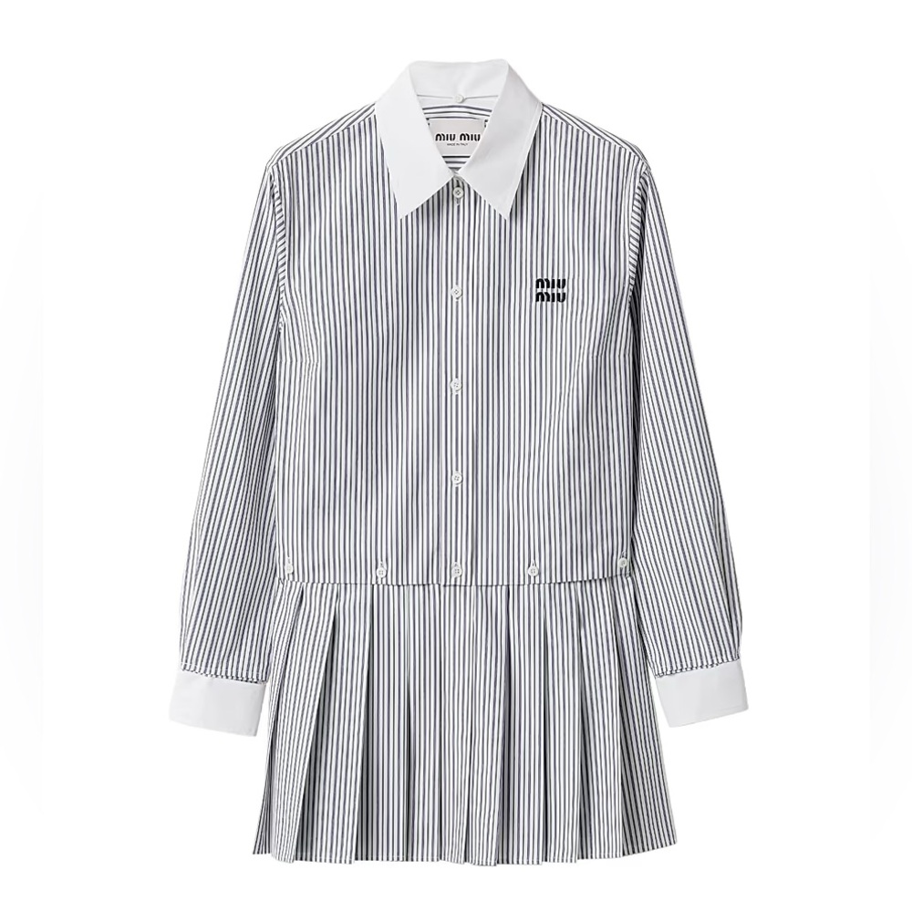Miu Miu Pleated striped poplin mini-dress It36